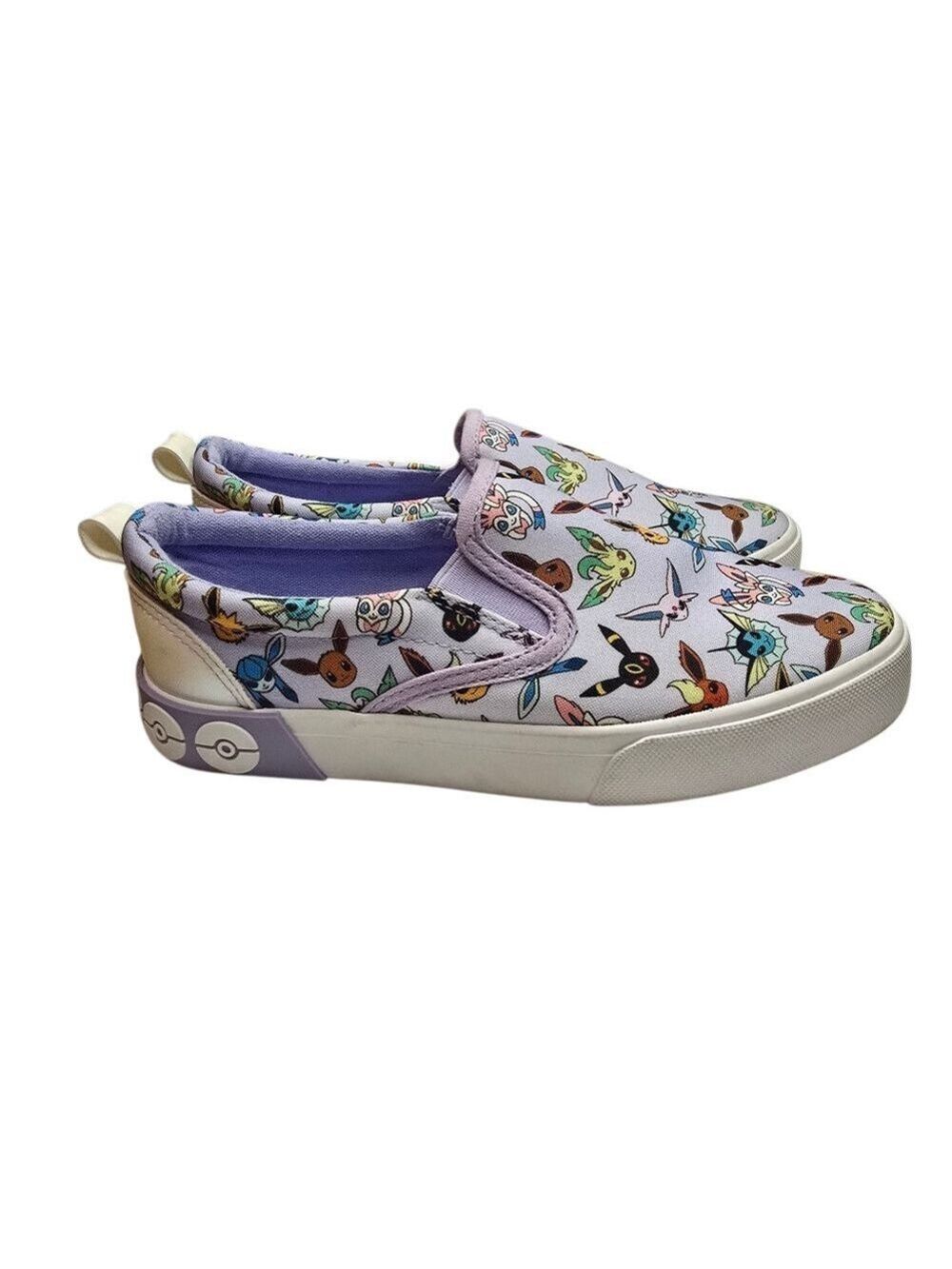 Ground Up Purple Pokemon Characters Graphic Print Low Top Slide On Sneakers 3
